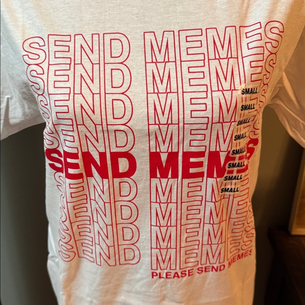 Send Memes Fruit of the Loom White T-Shirt. Size small. NWT. - Picture 3 of 10